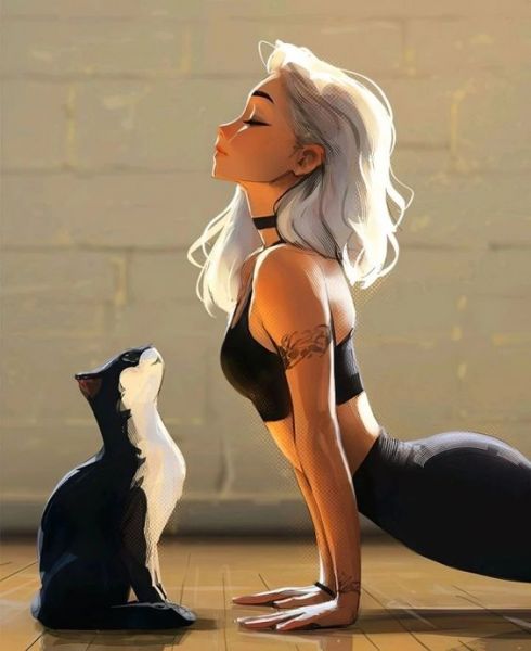 Rika beim Yoga mit Tabby Rika beim Yoga mit Tabby